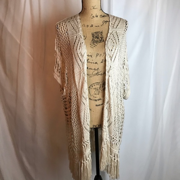 Blu Pepper Sweaters - Blu Pepper Crochet Fringe Vest